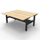 2Person Back To Back Workstation Cable Tray Natural Oak And Black