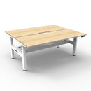 2Person Back To Back Workstation Cable Tray Natural Oak And White