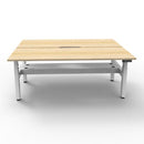 2Person Back To Back Workstation Cable Tray Natural Oak And White