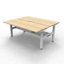 2Person Back To Back Workstation Cable Tray Natural Oak And White
