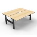 2Person Back To Back Workstation Natural Oak And Black