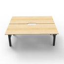 2Person Back To Back Workstation Natural Oak And Black
