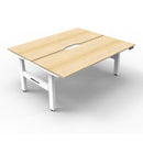 2Person Back To Back Workstation Natural Oak And White