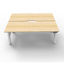 2Person Back To Back Workstation Natural Oak And White