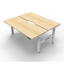 2Person Back To Back Workstation Natural Oak And White