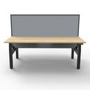 2Person Back To Back Workstation With Screen Natural Oak And Black
