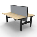 2Person Back To Back Workstation With Screen Natural Oak And Black