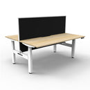 2Person Back To Back Workstation With Screen Natural Oak And White