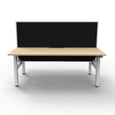 2Person Back To Back Workstation With Screen Natural Oak And White