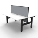 2Person Back To Back Workstation With Screen Natural White And Black