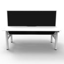 2Person Back To Back Workstation With Screen Natural White and White