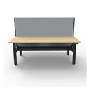 2Person Workstation With Screen And Cable Tray Natural Oak And Black