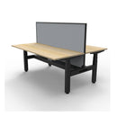 2Person Workstation With Screen And Cable Tray Natural Oak And Black