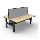 2Person Workstation With Screen And Cable Tray Natural Oak And Black