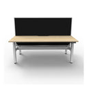 2Person Workstation With Screen And Cable Tray Natural Oak And White