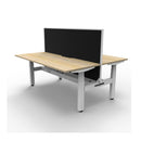 2Person Workstation With Screen And Cable Tray Natural Oak And White