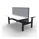 2Person Workstation With Screen And Cable Tray Natural White And Black