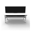 2Person Workstation With Screen And Cable Tray Natural White And White