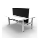 2Person Workstation With Screen And Cable Tray Natural White And White