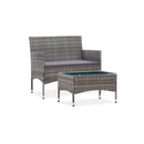 2 Piece Garden Lounge Set Poly Rattan Grey With Cushion