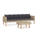 2 Piece Garden Lounge Set With Cushions Poly Rattan Beige