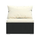 2 Piece Garden Lounge Set Poly Rattan Black With Cushions