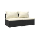 2 Piece Garden Lounge Set Poly Rattan Black With Cushions