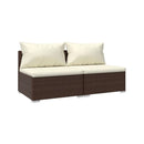 2 Piece Garden Lounge Set With Cushions Poly Rattan Brown