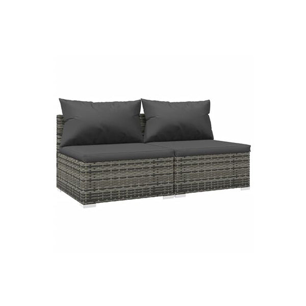 2 Piece Set Garden Lounge With Cushions Poly Rattan Grey