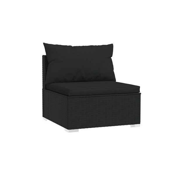 2 Piece With Cushions Fabric Garden Lounge Set Poly Rattan Black