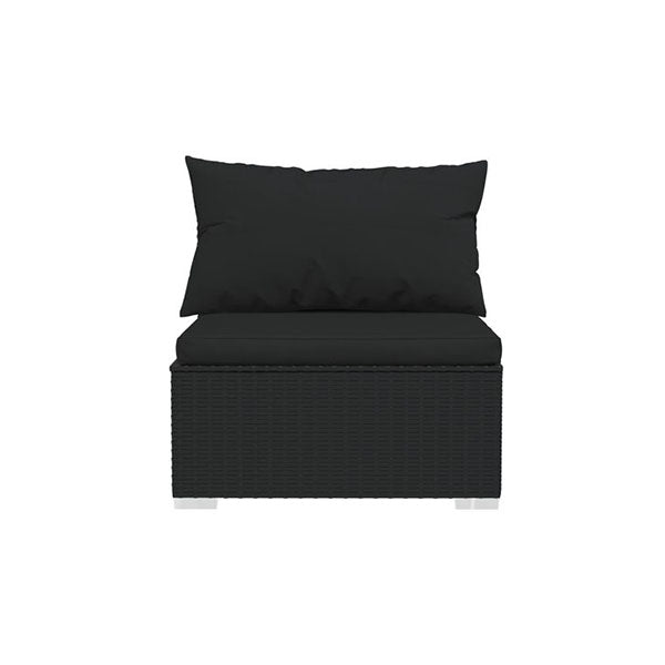 2 Piece With Cushions Fabric Garden Lounge Set Poly Rattan Black