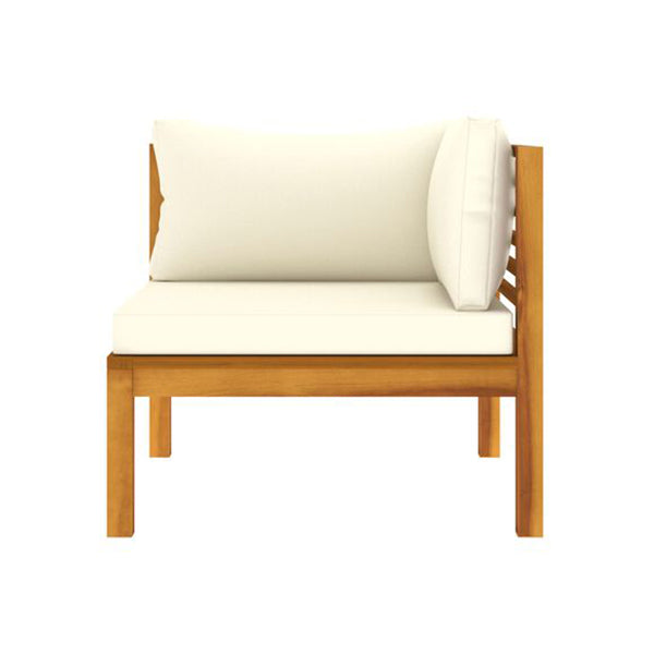 2 Seater Garden Sofa With Cream Cushion Solid Acacia Wood
