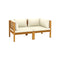 2 Seater Garden Sofa With Cream Cushion Solid Acacia Wood