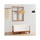 2 Seater Sofa With Cream White Cushions Solid Acacia Wood