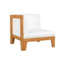 2 Seater Sofa With Cream White Cushions Solid Acacia Wood