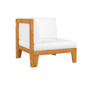 2 Seater Sofa With Cream White Cushions Solid Acacia Wood