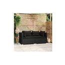 2 Seater Sofa With Cushions Black Poly Rattan Plastic