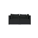 2 Seater Sofa With Cushions Black Poly Rattan Plastic