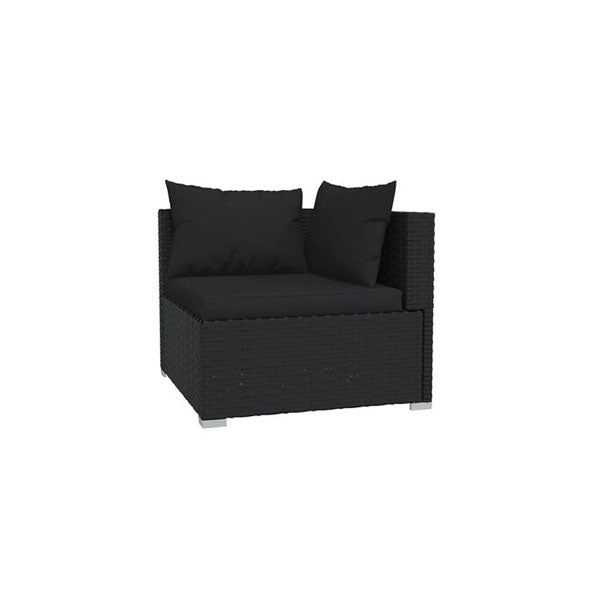 2 Seater Sofa With Cushions Black Poly Rattan Plastic