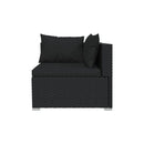 2 Seater Sofa With Cushions Black Poly Rattan Plastic