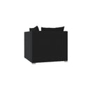 2 Seater Sofa With Cushions Black Poly Rattan Plastic