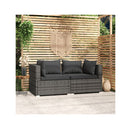 2 Seater Sofa With Cushions Grey Poly Rattan