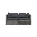 2 Seater Sofa With Cushions Grey Poly Rattan