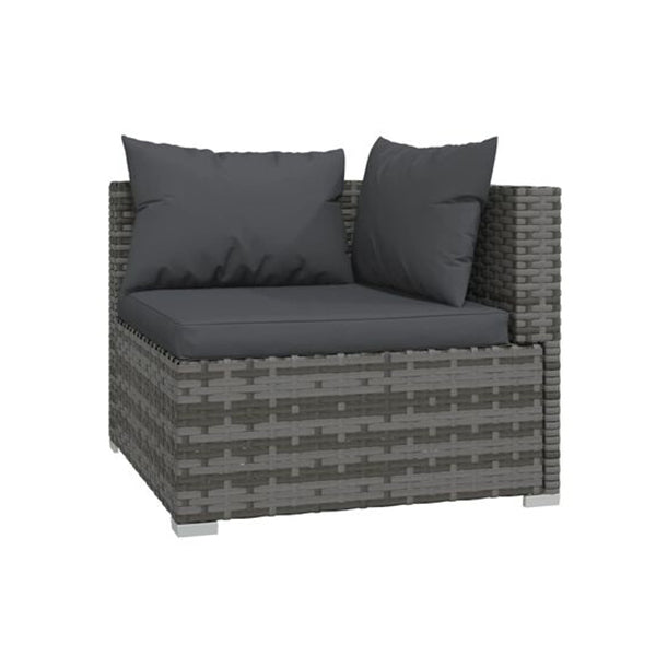 2 Seater Sofa With Cushions Grey Poly Rattan