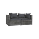 2 Seater Sofa With Cushions Grey Poly Rattan