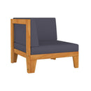 2 Seater Sofa With Dark Grey Cushions Solid Acacia Wood