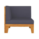 2 Seater Sofa With Dark Grey Cushions Solid Acacia Wood