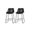 2 Pcs Bar Stools Kitchen Metal Bar Stool Dining Chairs Leather Black