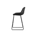 2 Pcs Bar Stools Kitchen Metal Bar Stool Dining Chairs Leather Black