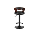 2 Pcs Bar Stools Kitchen Wooden Gas Lift Leather Stool Metal Black